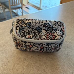 Vera Bradley Floral Quilted Cosmetic Bag - Black, White & Coral
